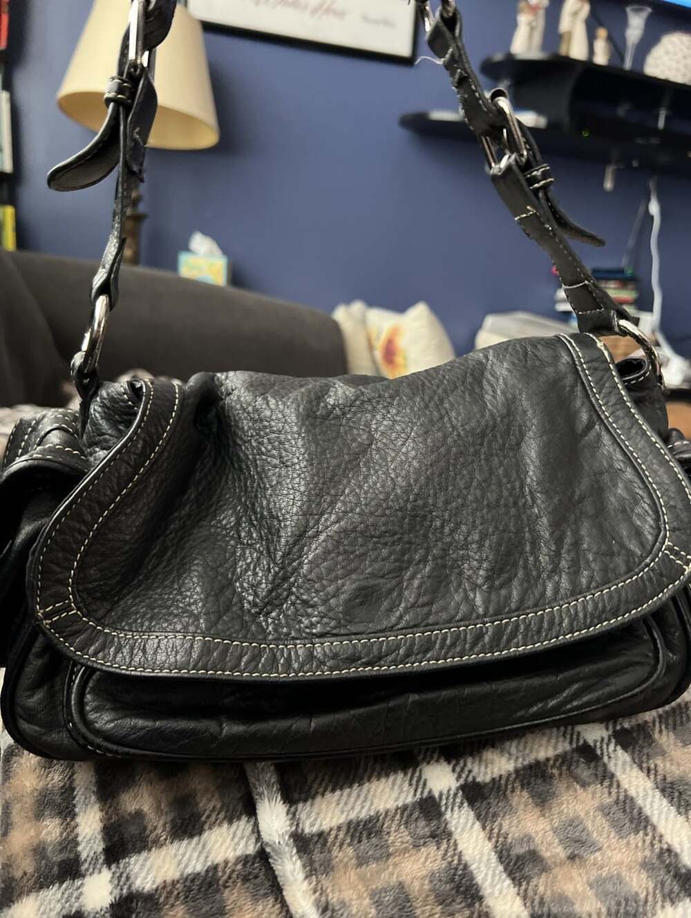 SONOMA Life+Style Black Purse Pebble Leather Shoulder Thick Strap Y2K Vintage